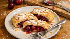 Strudel di ciliegie con pasta sfoglia: il trucco del pangrattato per un ripieno asciutto